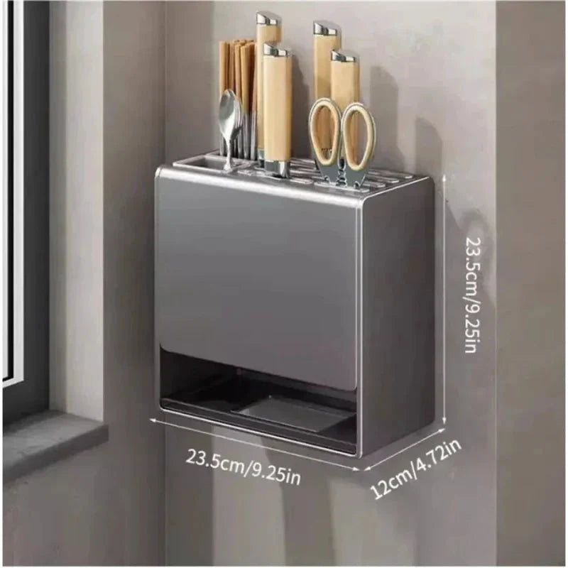 Kitchen Knife Holder Multifunctional No-Drill Household Storage Rack by Bowlift