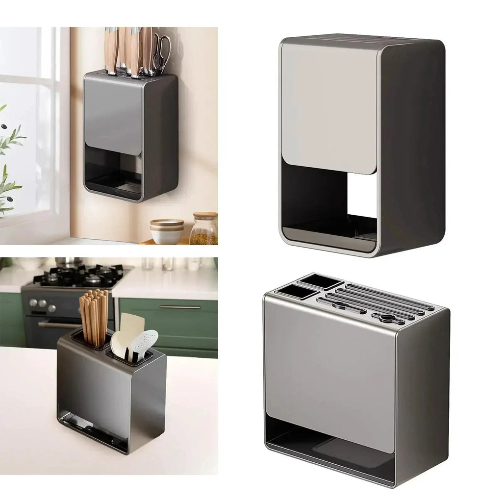 Kitchen Knife Holder Multifunctional No-Drill Household Storage Rack by Bowlift
