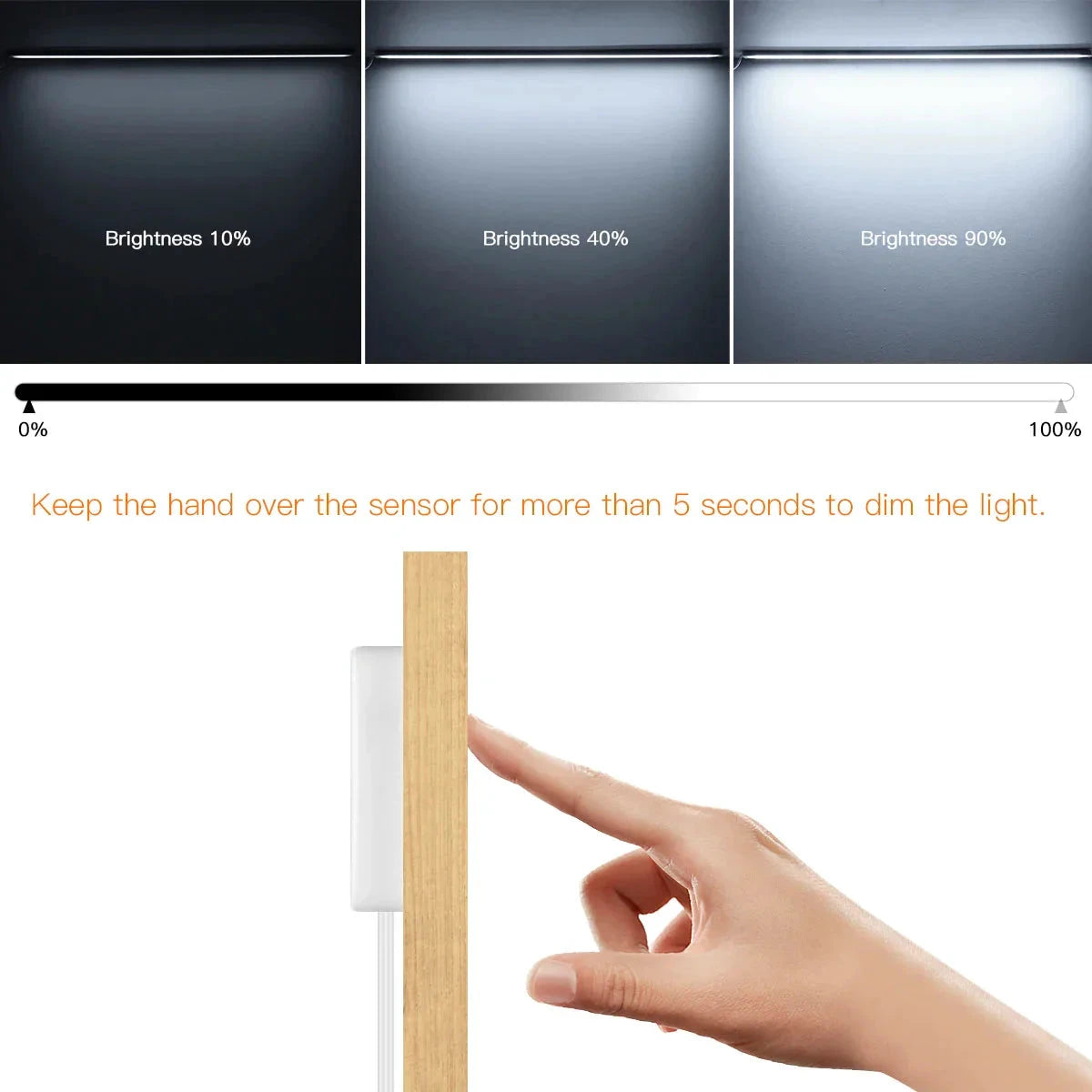 Kitchen LED Under Cabinet Light Penetrable Touch Switch Wood Hand by Bowlift
