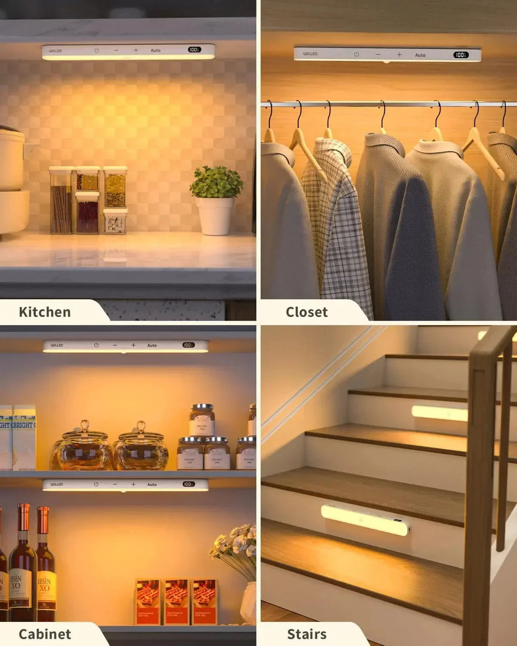 Kitchen Motion Sensor Light Indoor Battery Display 60 LED Touch Light Bar by Bowlift