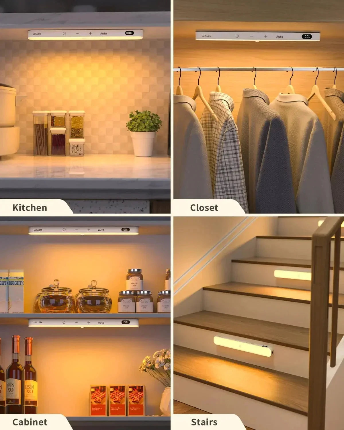 Kitchen Motion Sensor Light Indoor Battery Display 60 LED Touch Light Bar by Bowlift