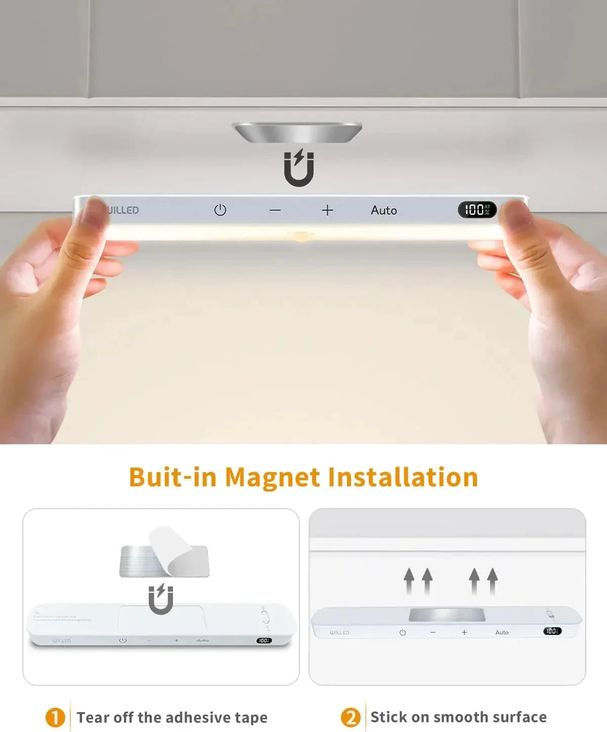 Kitchen Motion Sensor Light Indoor Battery Display 60 LED Touch Light Bar by Bowlift