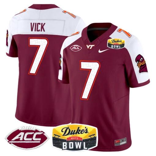 Michael Vick Jersey #7 Virginia Tech Hokies 2025 Duke’s Mayo Bowl Patch Maroon Alternate by My Store