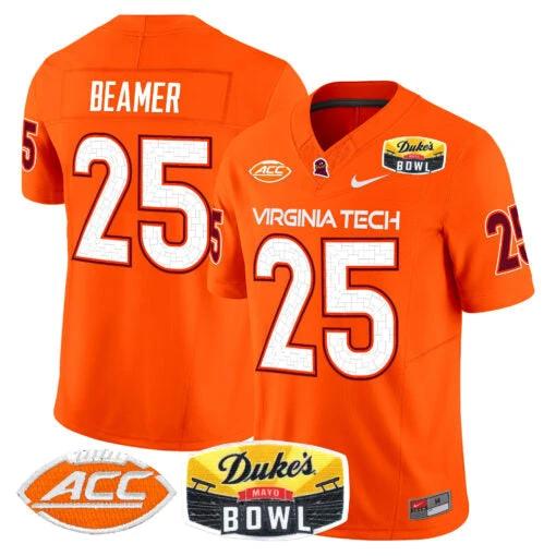 Frank Beamer Jersey #25 Virginia Tech Hokies 2025 Duke’s Mayo Bowl Patch Orange by My Store