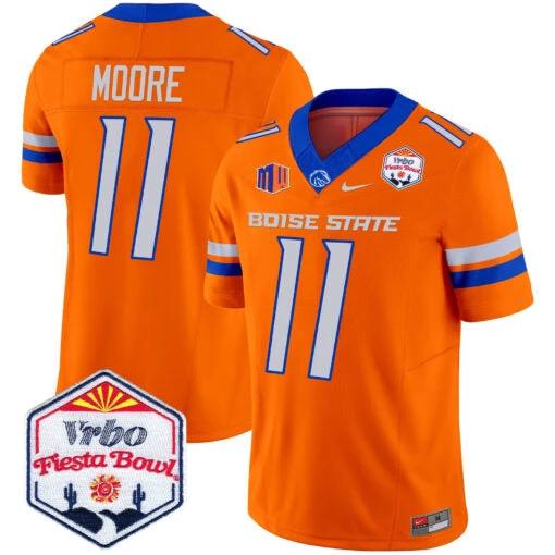 Kellen Moore Jersey #11 Boise State Broncos 2025 Fiesta Bowl Patch Vapor Orange Alternate by My Store