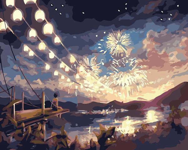 Fireworks on the Lake - Van-Go Paint-By-Number Kit by Bowlift