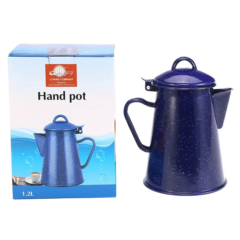 Large Capacity Enamel Handle Pot for Coffee Tea Water Enamel Kettle by Bowlift