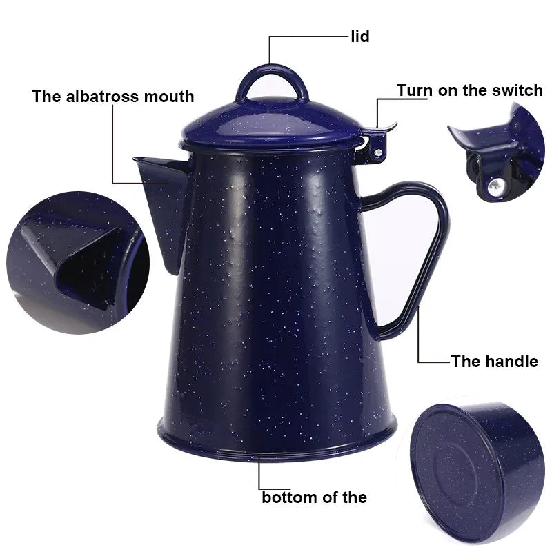 Large Capacity Enamel Handle Pot for Coffee Tea Water Enamel Kettle by Bowlift