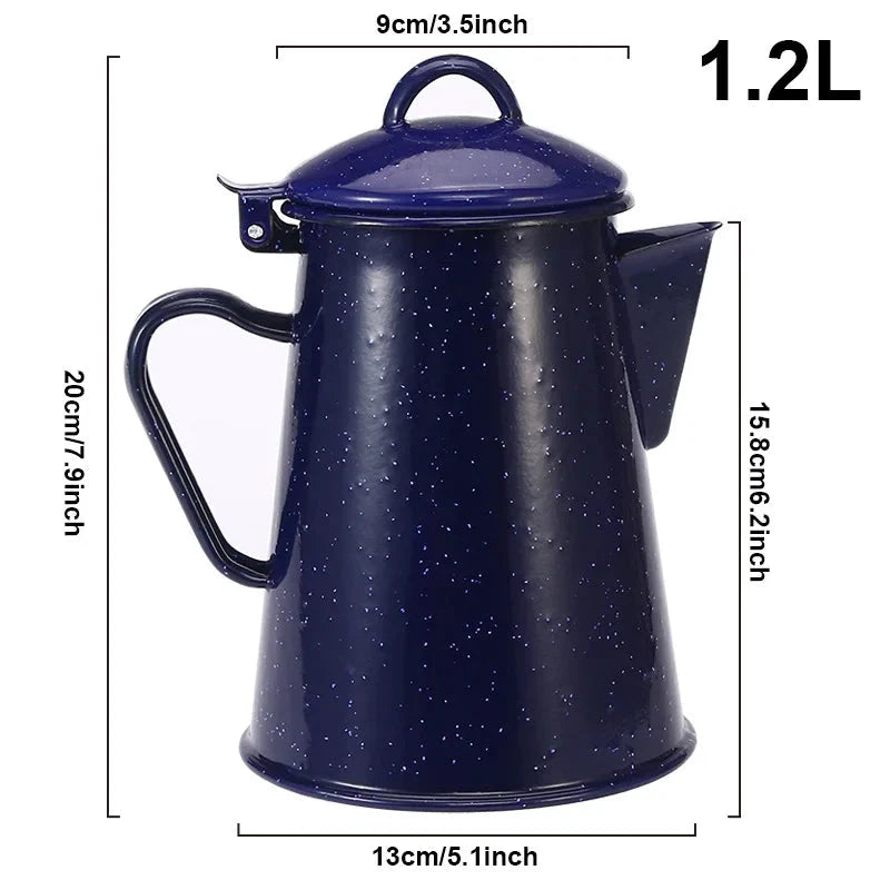 Large Capacity Enamel Handle Pot for Coffee Tea Water Enamel Kettle by Bowlift