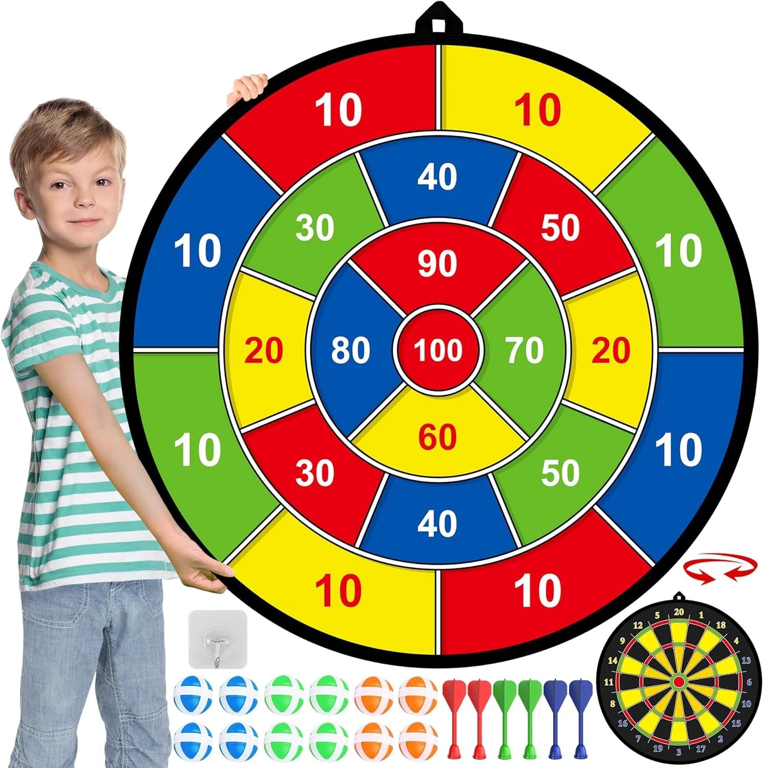 Large Kids' Dartboard with Sticky Balls & Darts – PlayTarget by BowLift