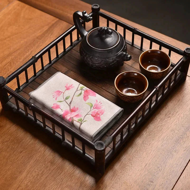 Leaf Tea Towel Suede Table Mat Dishcloth Table Napkins Lotus Accessory by Bowlift