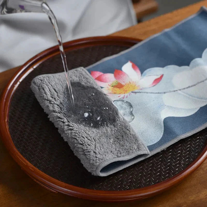 Leaf Tea Towel Suede Table Mat Dishcloth Table Napkins Lotus Accessory by Bowlift