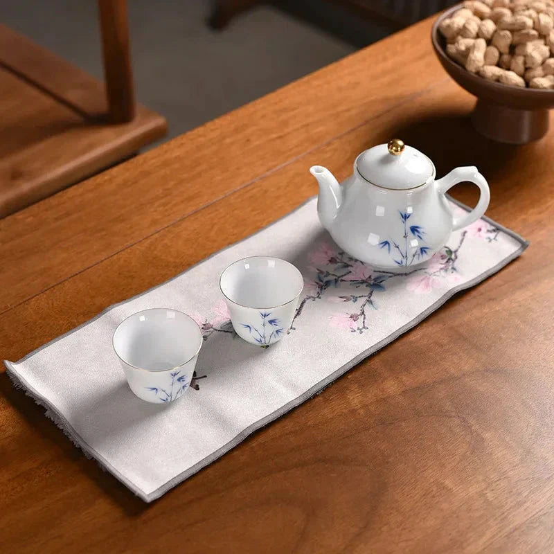 Leaf Tea Towel Suede Table Mat Dishcloth Table Napkins Lotus Accessory by Bowlift