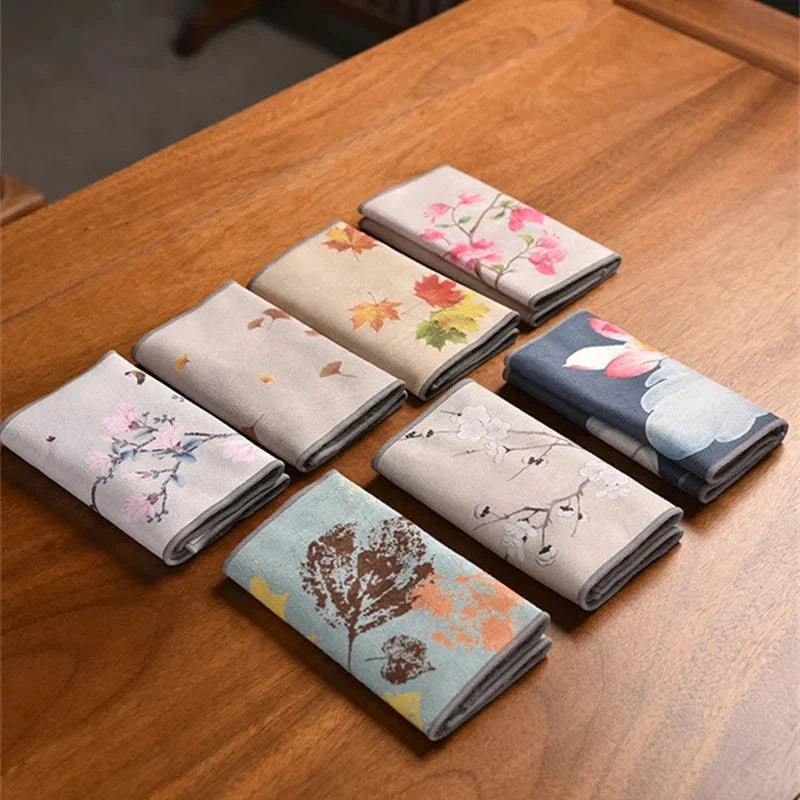 Leaf Tea Towel Suede Table Mat Dishcloth Table Napkins Lotus Accessory by Bowlift