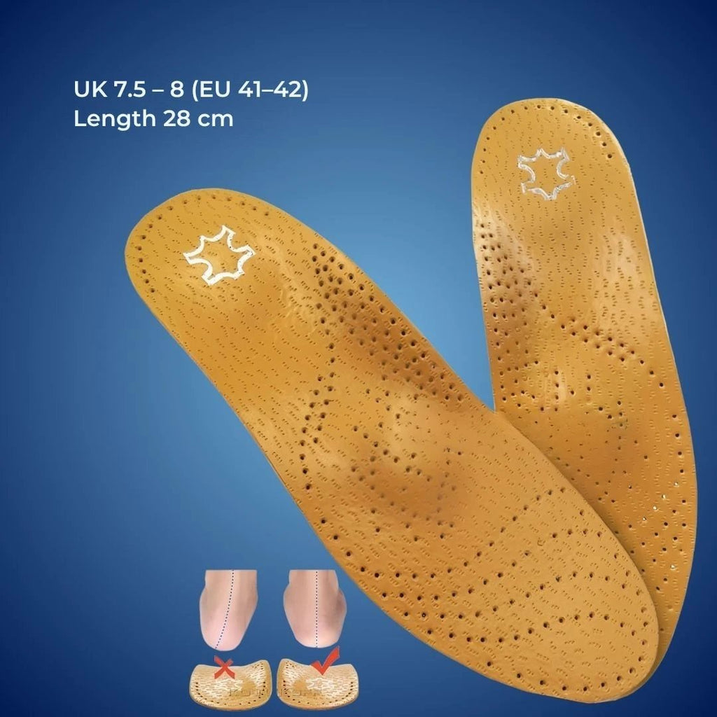 LeatherGuard Orthopedic Leather Shoe Insole | Shock Absorption - Arch Support - Comfortable Insole - Foot Pain Relief - Moisture Wicking Bowlift by Bowlift