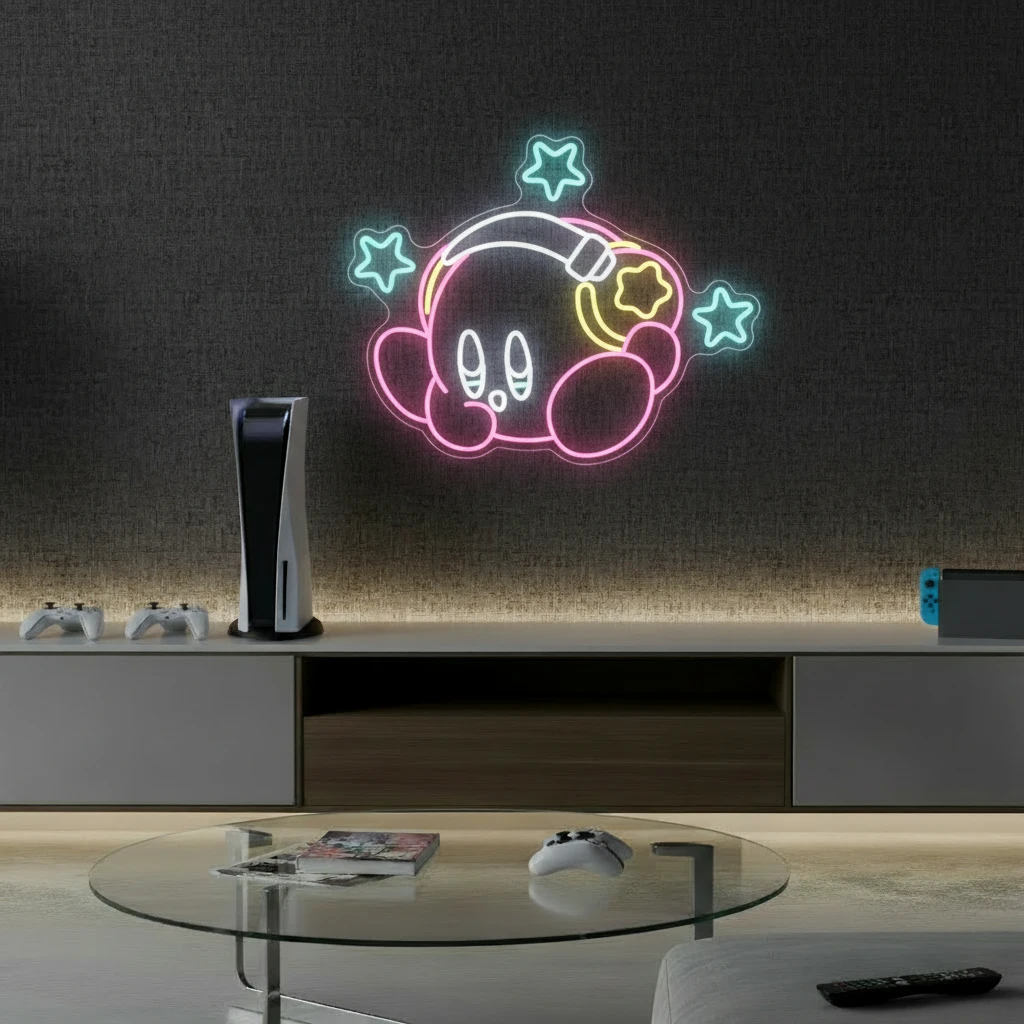 Kirby Neon Sign Anime Neon Sign Gaming Room Decor Sign by Neonchics