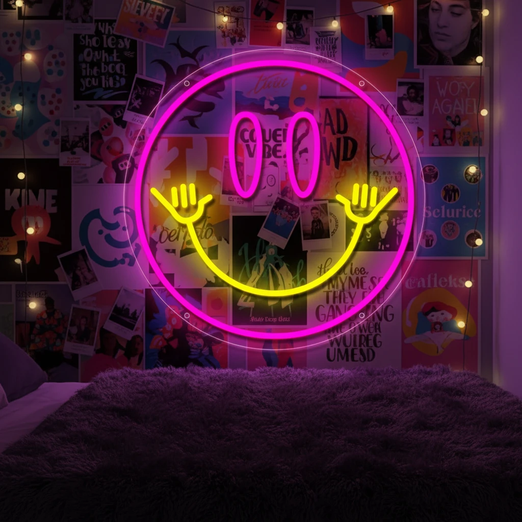 Smiley Face Neon Sign Led Neon Light for Wall Decor by Neonchics