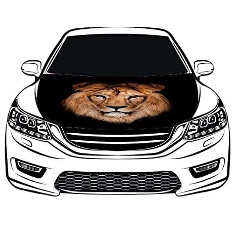 Black Lion Car Hood Cover Flag , Engine Banner Flag Black Lion Logo,3.3X5ft/6X7FT,100% Polyester Elastic Fabrics Can be Washed by flagsshop