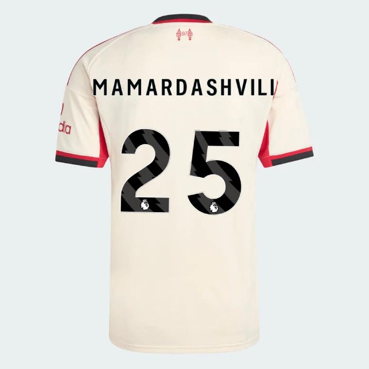 Liverpool 2025-26 MAMARDASHVILI 25 Away Jersey – Cream by Soccer Jersey