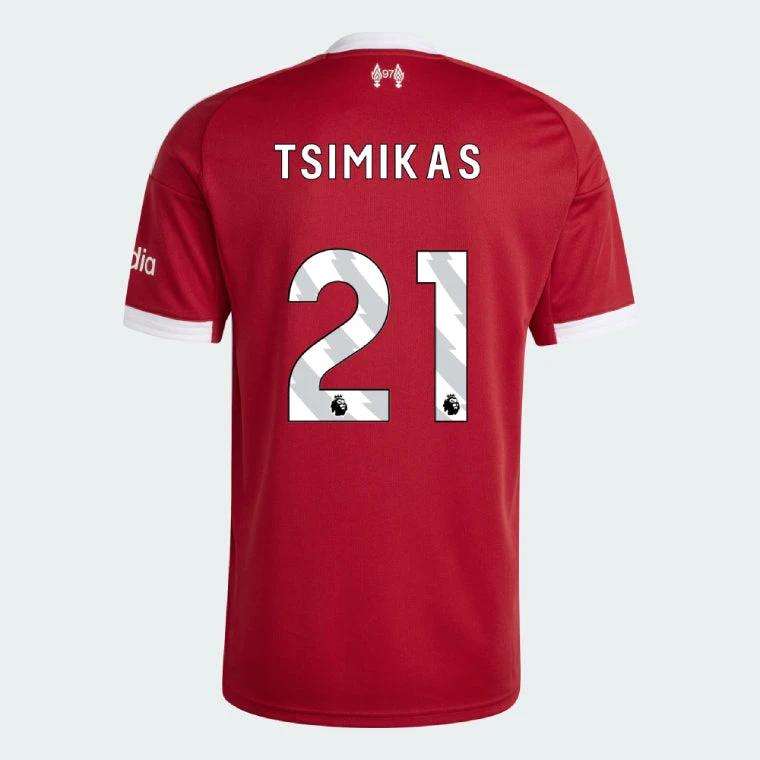 Liverpool 2025-26 TSIMIKAS 21 Home Jersey – Red by Soccer Jersey