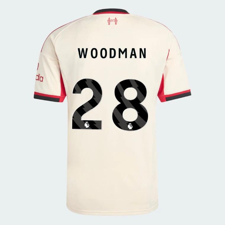 Liverpool 2025-26 WOODMAN 28 Away Jersey – Cream by Soccer Jersey