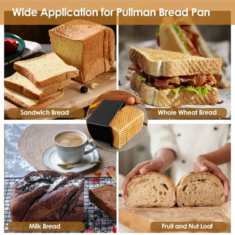 Long Pullman Loaf Pan with Lid Non-Stick Stainless Steel Bread Mold by Bowlift