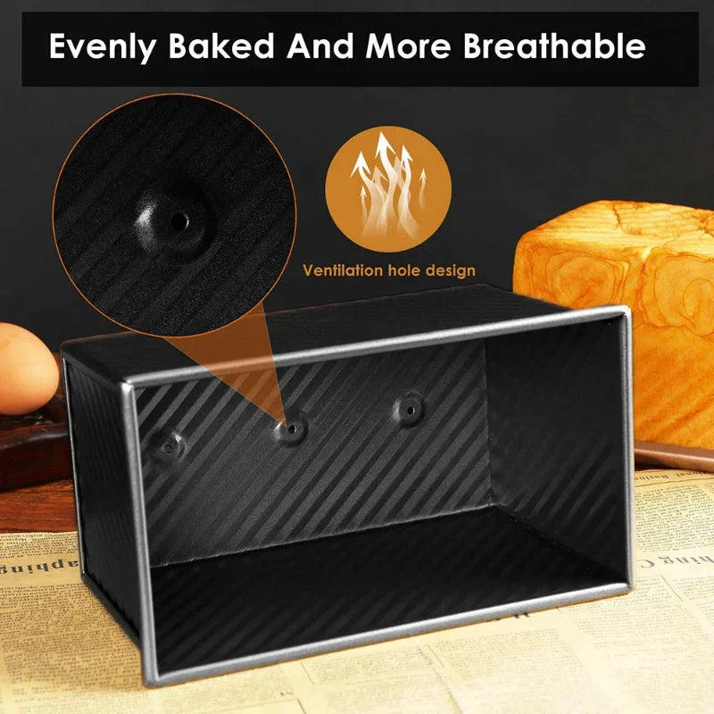Long Pullman Loaf Pan with Lid Non-Stick Stainless Steel Bread Mold by Bowlift