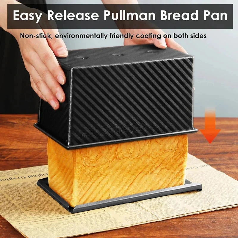 Long Pullman Loaf Pan with Lid Non-Stick Stainless Steel Bread Mold by Bowlift