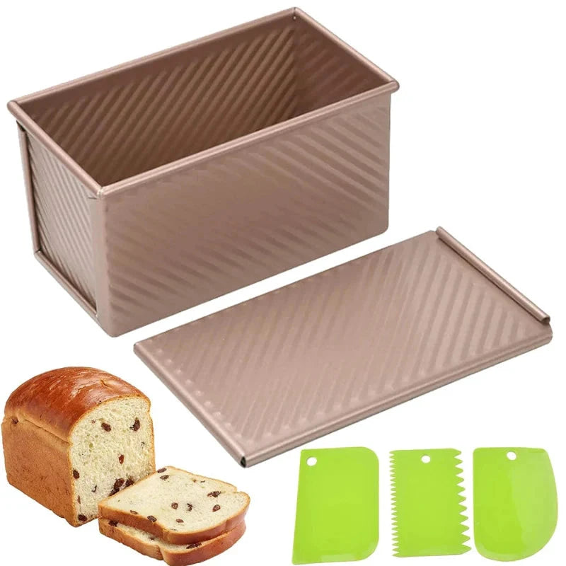 Long Pullman Loaf Pan with Lid Non-Stick Stainless Steel Bread Mold by Bowlift