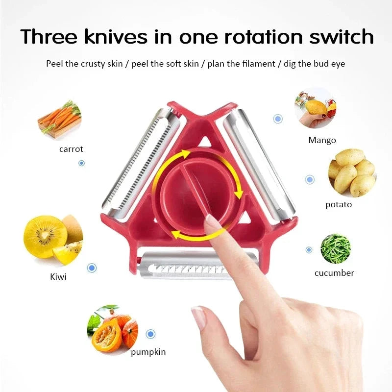 Magic Trio Stainless Steel Blade Peeler Slicer Shredder Julienne Cutter by Bowlift