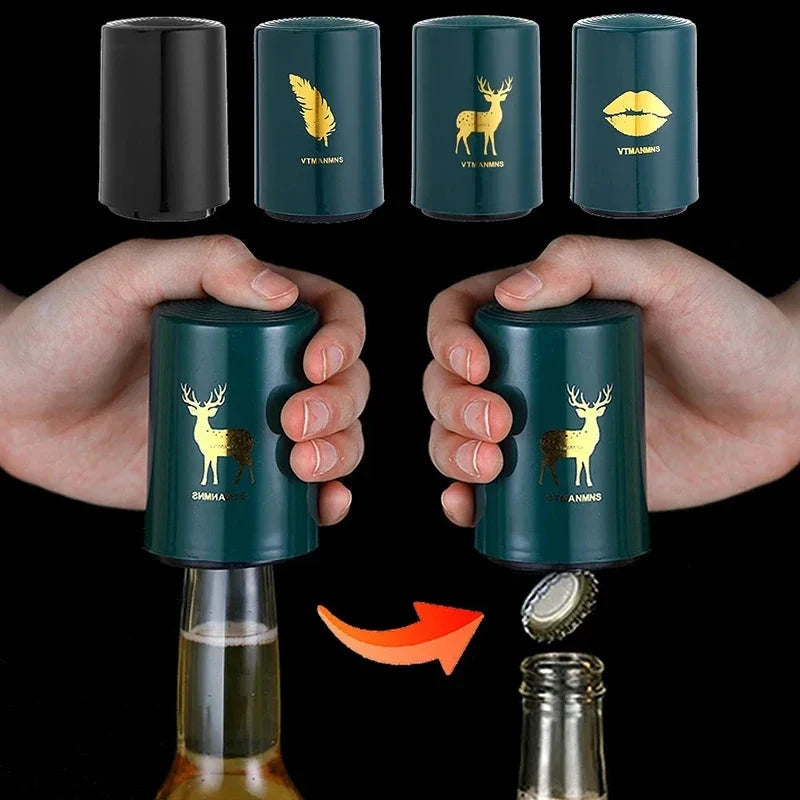 Magnetic Beer Bottle Opener Stainless Steel Push-Down Bottle Opener by Bowlift