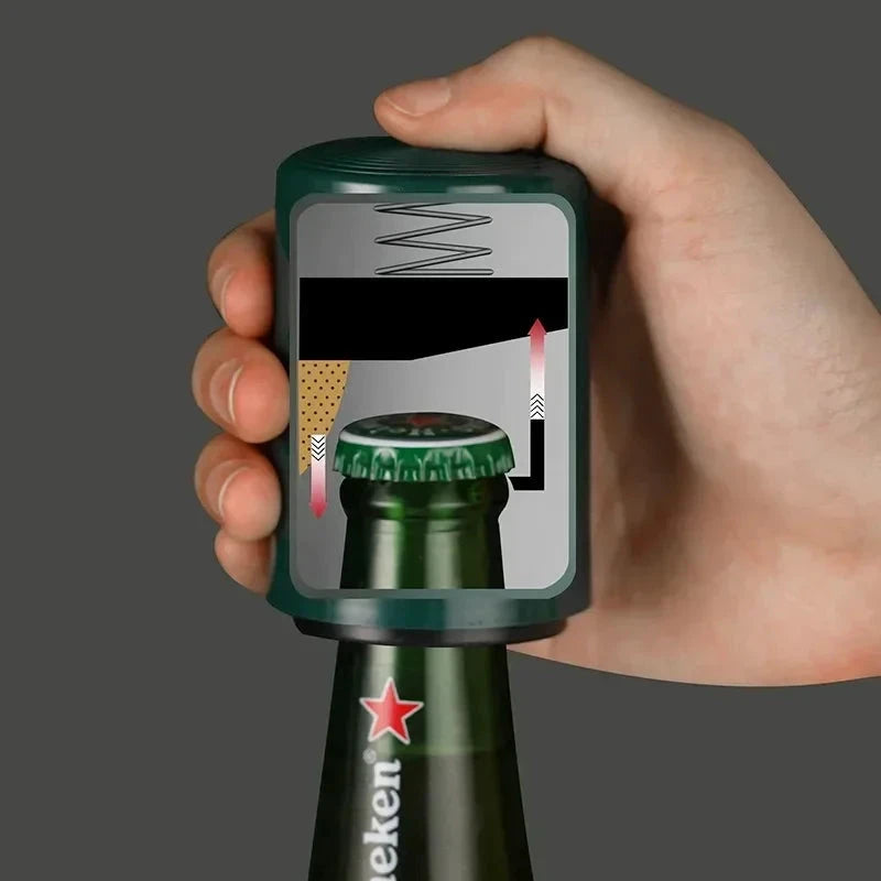 Magnetic Beer Bottle Opener Stainless Steel Push-Down Bottle Opener by Bowlift