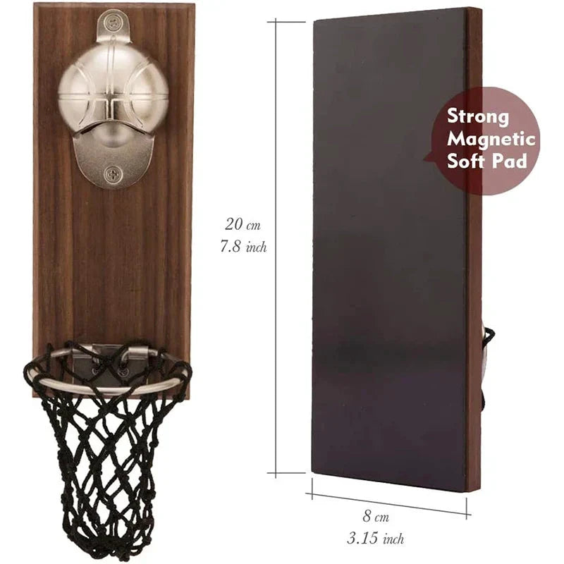 Magnetic Stainless Steel Basketball Bottle Opener Wooden Beer Opener by Bowlift