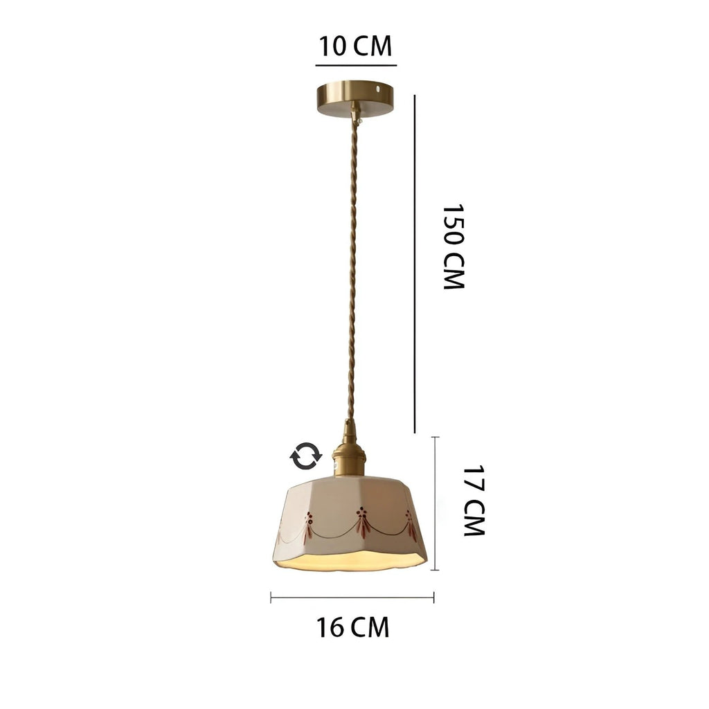 Elegant pendant lamp with classic ceramic pattern Bowlift by Bowlift