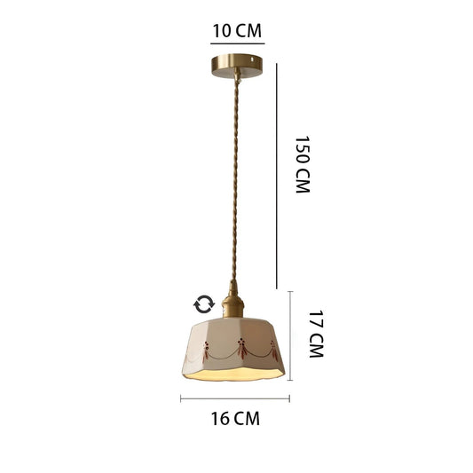 Elegant pendant lamp with classic ceramic pattern Bowlift by Bowlift
