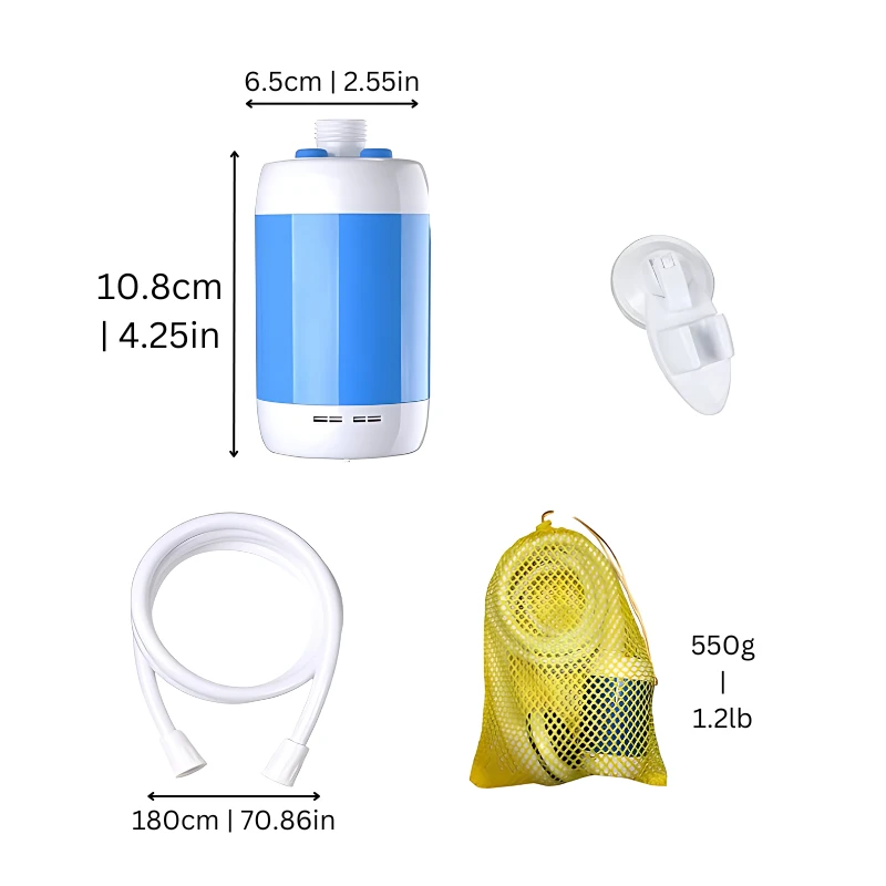 AquaJet Portable Outdoor Shower – Rechargeable Travel Camping Shower with Adjustable Flow by BowLift