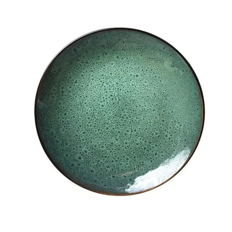 Malachite Green Ceramic Plate And Bowl Porcelain Dinner Dish Plate by Bowlift