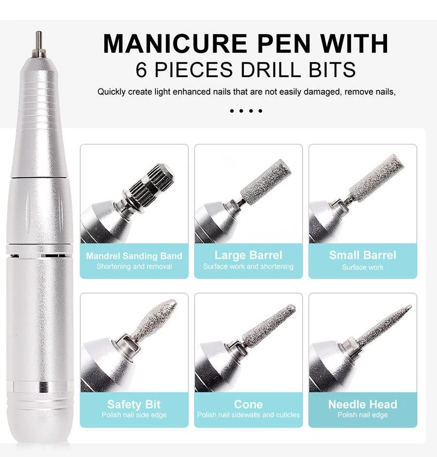 ProNail 45000RPM Electric Nail File – Portable Rechargeable E-File for Manicure & Acrylic Nails | Low Noise by BowLift