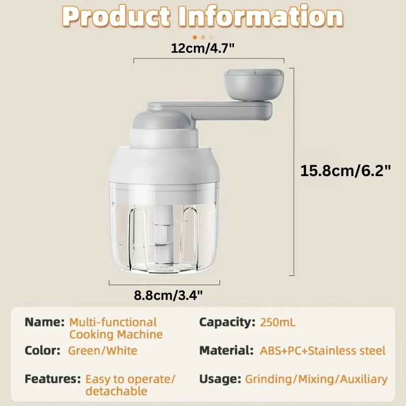 Manual Meat Mincer and Garlic Chopper Hand Pull Food Processor by Bowlift