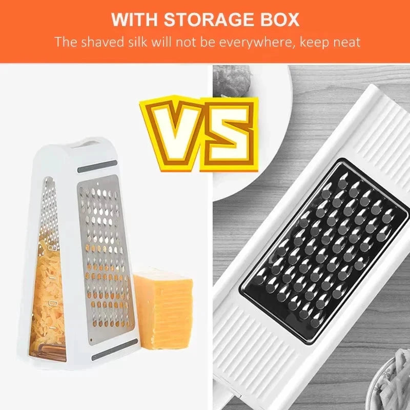 Manual Multi-Function Stainless Steel Grater with Double-Sided Blade by Bowlift