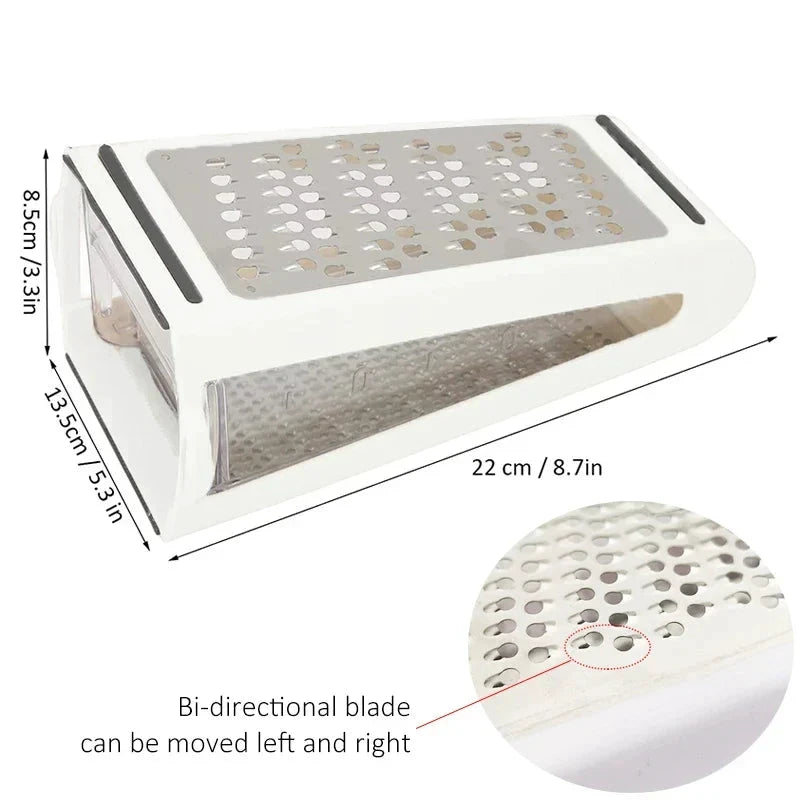 Manual Multi-Function Stainless Steel Grater with Double-Sided Blade by Bowlift