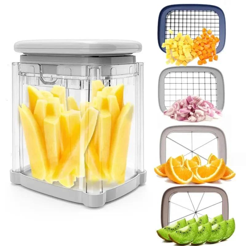 Manual Replaceable Blades French Fry Cutter Potato Vegetable Dicer by Bowlift
