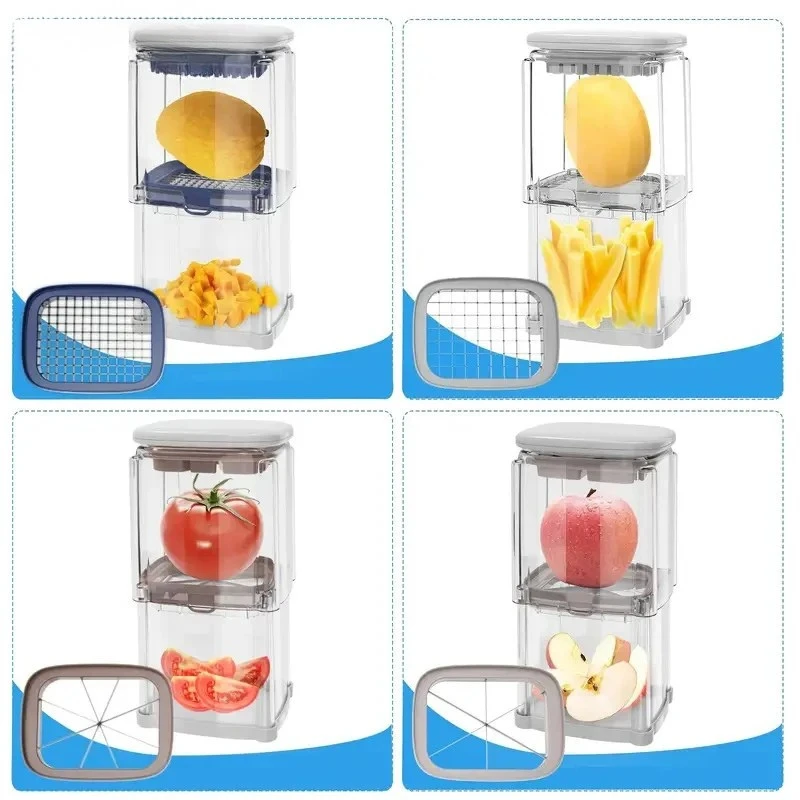 Manual Replaceable Blades French Fry Cutter Potato Vegetable Dicer by Bowlift