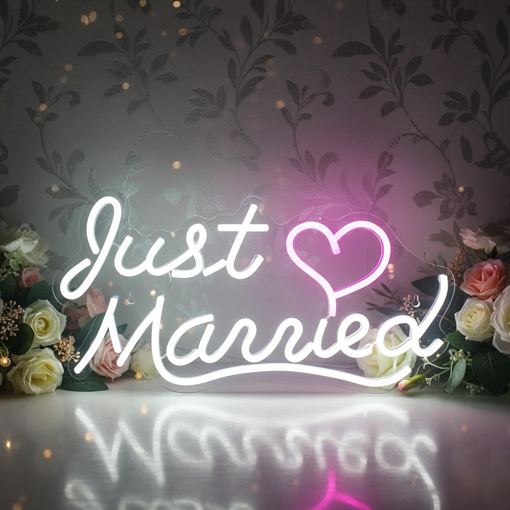 Just Married Neon Sign for Wedding Party Decor by Neonchics