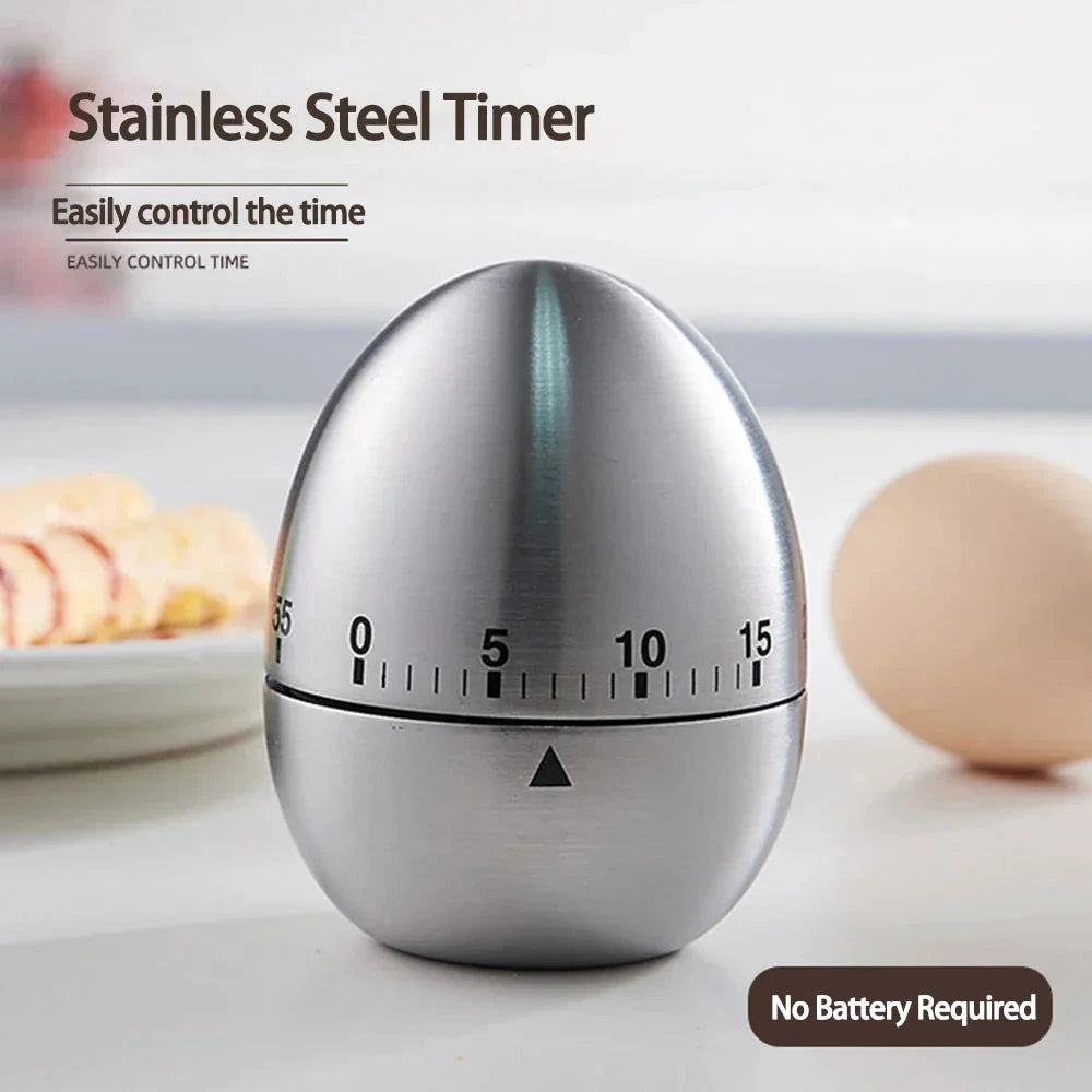 Mechanical Kitchen Timer Wind-Up Stainless Steel Cute Countdown Clock by Bowlift