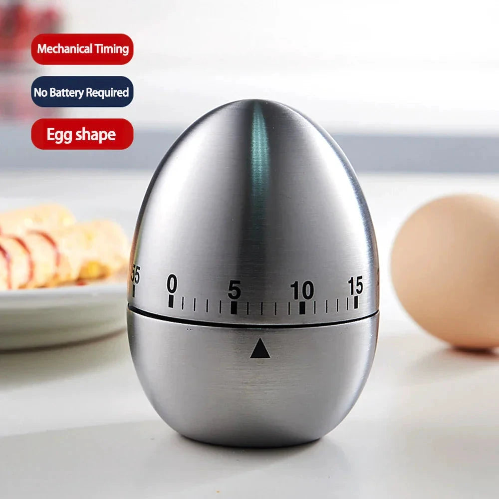 Mechanical Kitchen Timer Wind-Up Stainless Steel Cute Countdown Clock by Bowlift