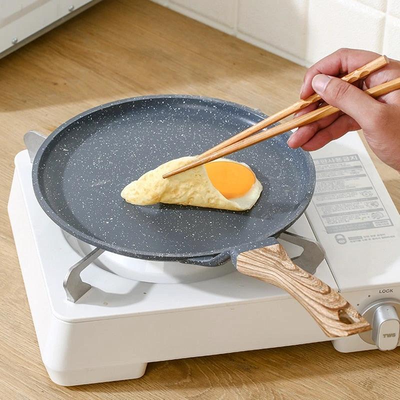Medical Stone Frying Pan Non-stick Cast Iron Pancake Pan Omelet Pot by Bowlift