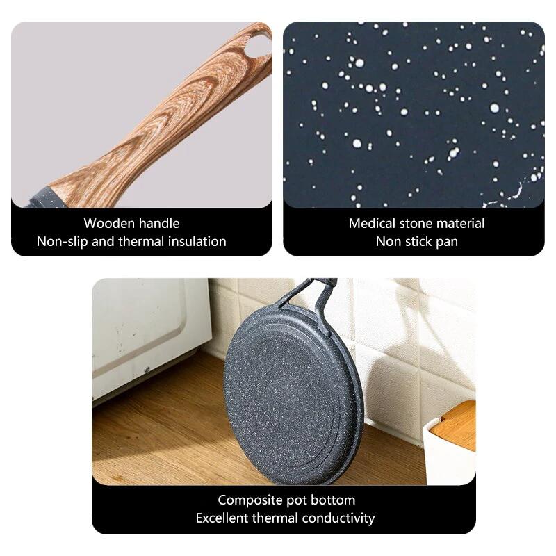 Medical Stone Frying Pan Non-stick Cast Iron Pancake Pan Omelet Pot by Bowlift