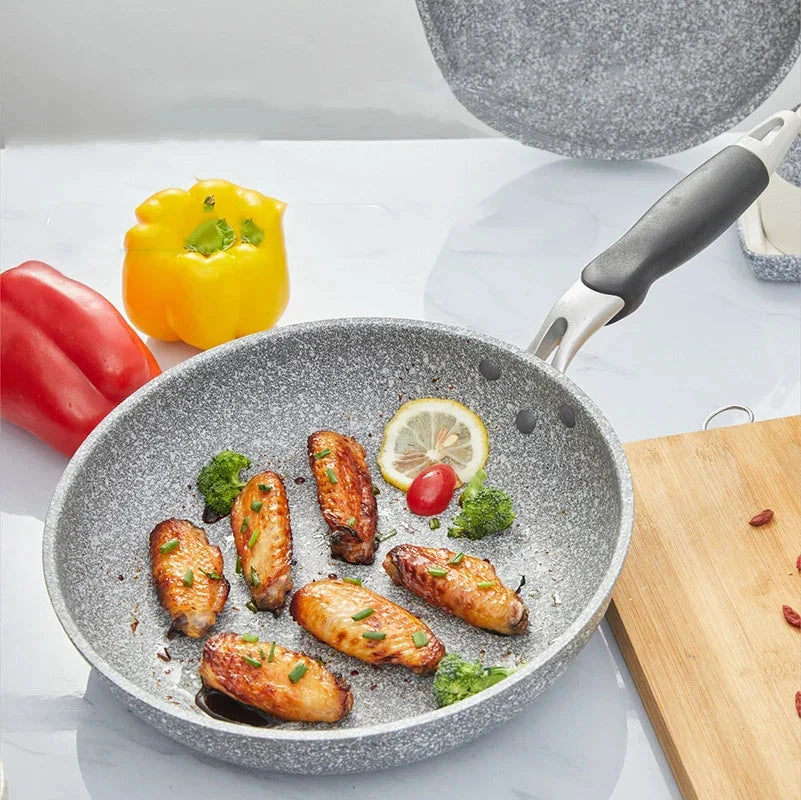 Medical stone Non Stick Frying Pan Wok Pan Induction Gas Stove Cooker by Bowlift