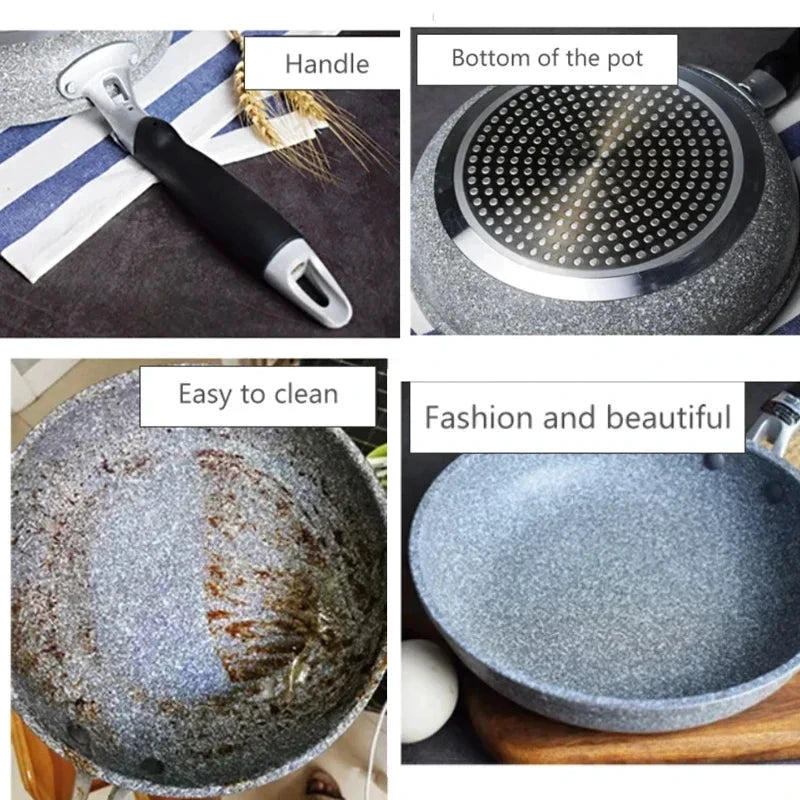 Medical stone Non Stick Frying Pan Wok Pan Induction Gas Stove Cooker by Bowlift